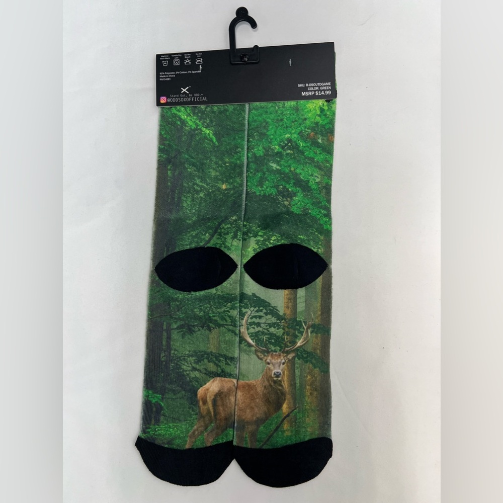 ODD SOX Deer in the Forest Socks - Size: 6-13 > NEW - Picture 2 of 5